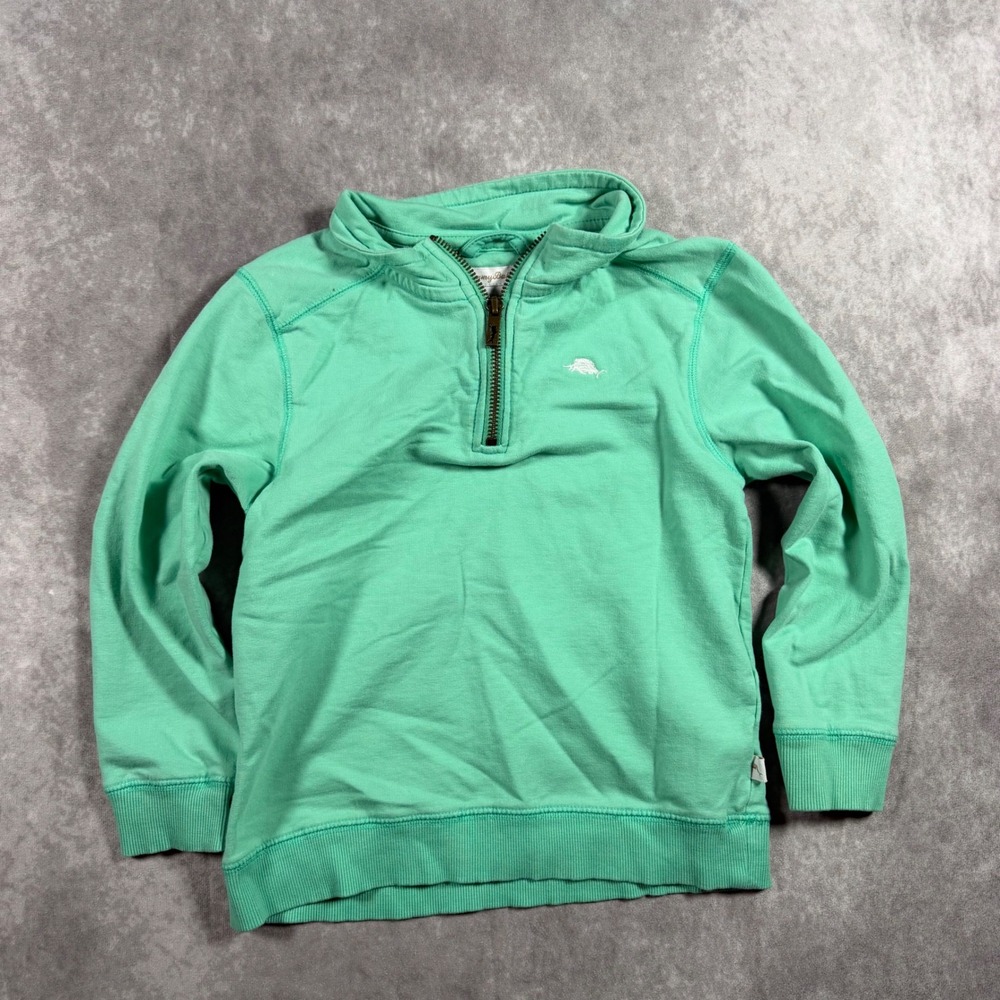 Tommy Bahama Kids Mint Green Quarter Zip Pullover Sweatshirt Size S 4-5Y Coastal